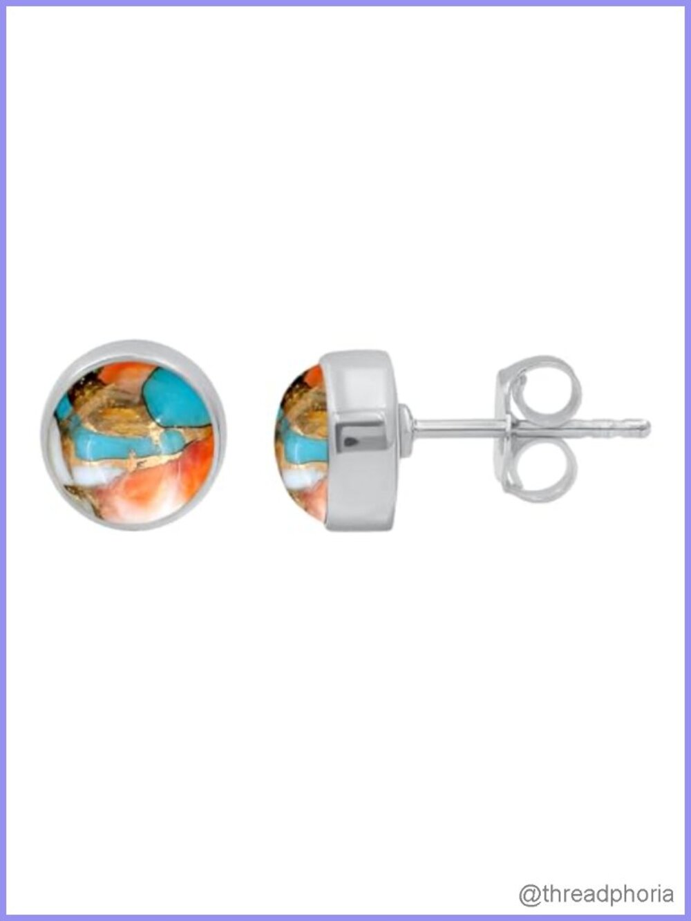 Natural Gemstone & Created Opal 925 Sterling Silver Stud Earrings